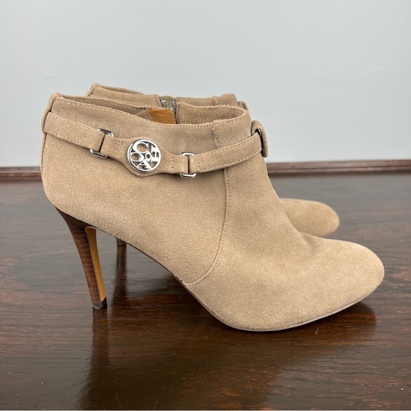 Coach Boots Womens Ankle Booties Size 9.5 Taupe Suede High Heels - Picture 4 of 16